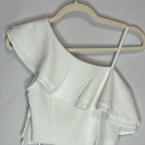 Forever Unique White One-Shoulder Ruffle Top Size 2